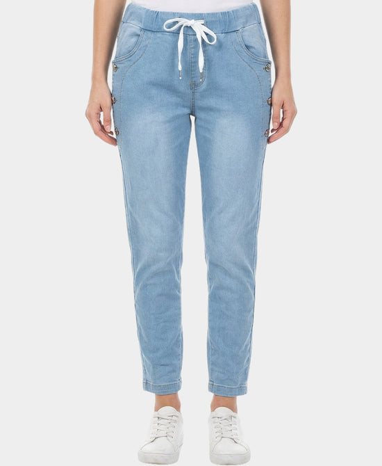 Jeans w/ Heart Button Rhinestone Trim view 1