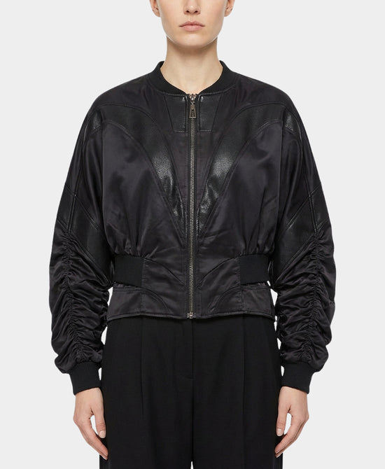 Bomber Jacket w/ Faux Leather Trim view 