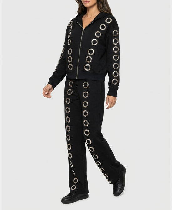 
Grommet Zip Up & Pant Set- 2 pc Set in BLACK view 1