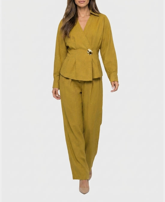 
Top w/ Gold Hardware & Pant Set- 2 pc Set in MUSTARD view 1