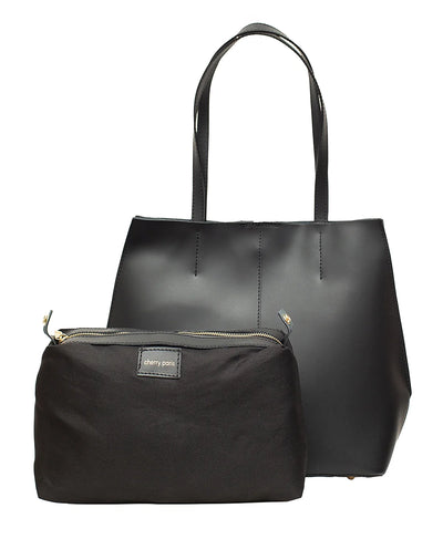 Leather Tote Bag w/ Pouch- 2 Pc Set image 2