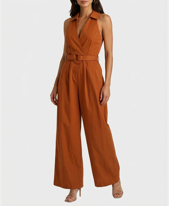 
Surplice Jumpsuit in RUST view 1