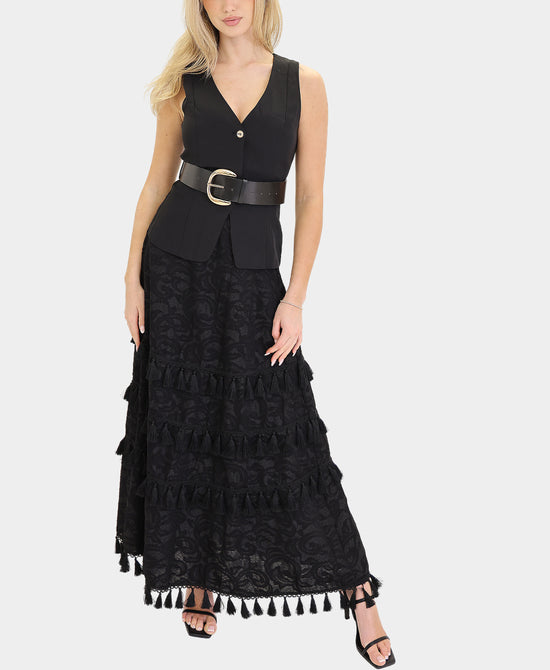 Top w/ Belt & Lace Skirt Tassel Set- 2 Pc Set view 1