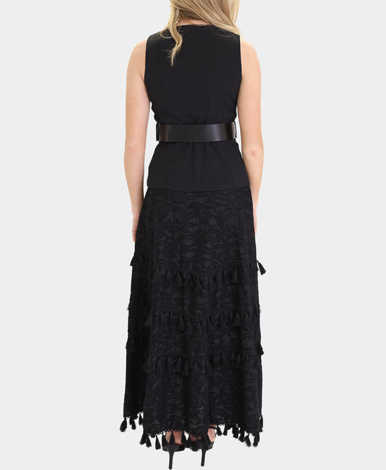 Top w/ Belt & Lace Skirt Tassel Set- 2 Pc Set view 2