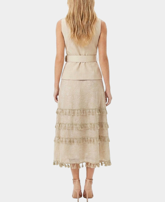 
Vest w/ Belt & Lace Skirt Set- 2 Pc Set in KHAKI view 2