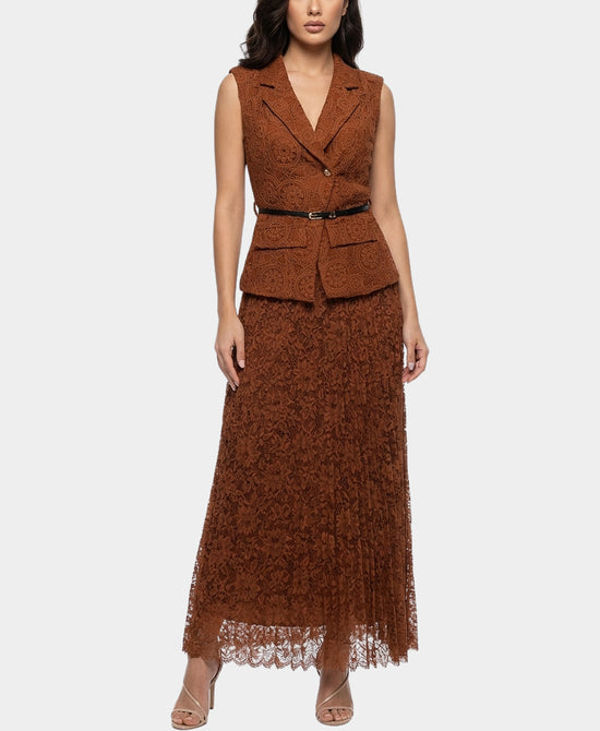 Lace Vest & Pleated Maxi Skirt Set- 2 Pc Set view 1