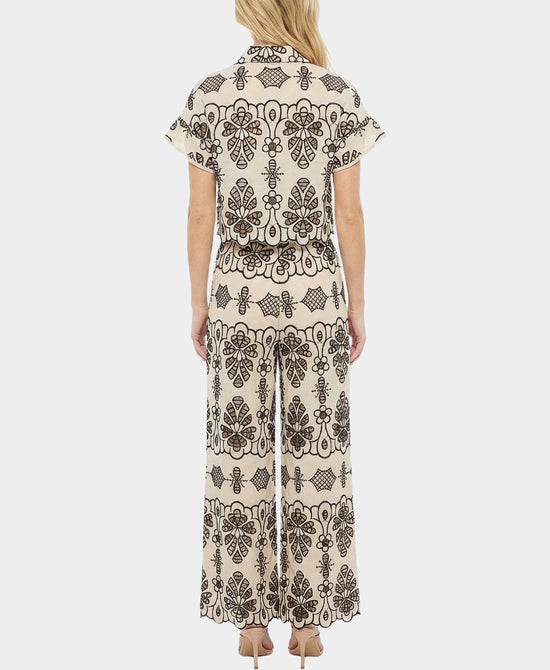 
Embroidered Top & Pants Set- 2 Pc Set in TAN/BLACK view 2