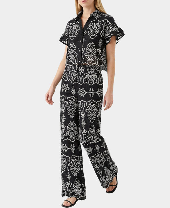 
Embroidered Top & Pants Set- 2 Pc Set in BLACK/WHITE view 1