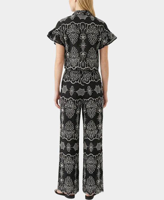 
Embroidered Top & Pants Set- 2 Pc Set in BLACK/WHITE view 2