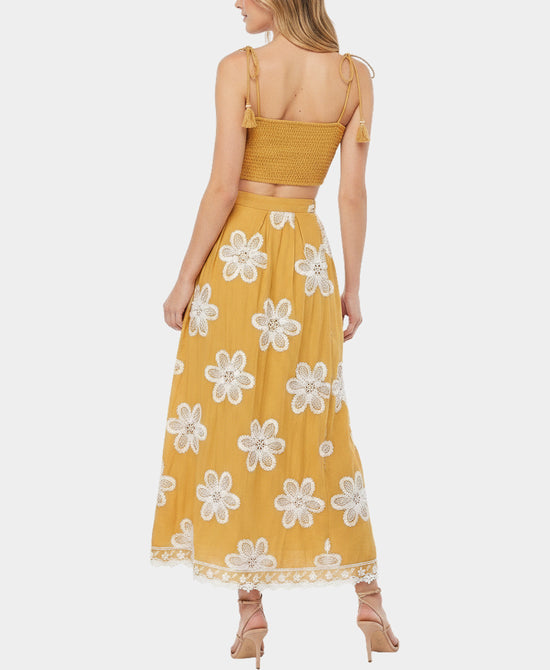 
Floral Soutache & Embroidered Maxi Skirt & Top Set- 2 Pc Set in CAMEL/WHITE view 2