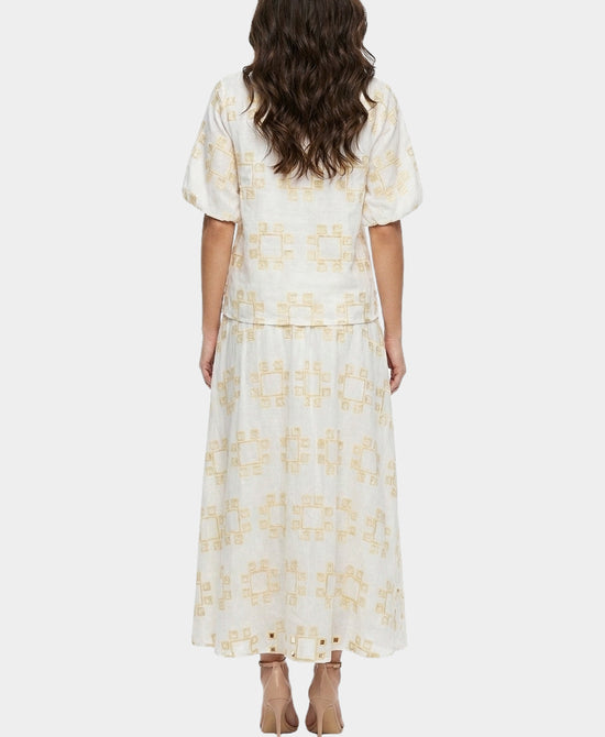 
Puff Sleeve Top & Skirt Set- 2 pc Set in WHITE/YELLOW view 2