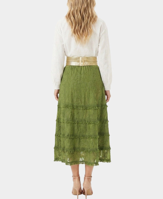 
Blouse & Lace Skirt Set- 2 Pc Set in GREEN/WHITE view 2