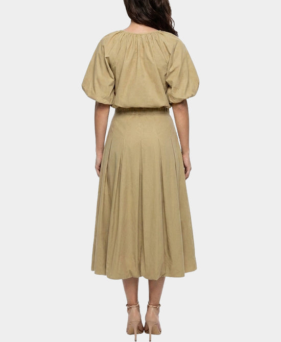 
Bubble Top & Maxi Skirt Set- 2 Pc Set in TAN view 2