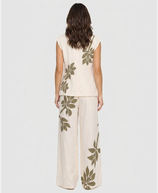 
Printed Vest Top & Pants Set- 2 pc Set in CREAM/GREEN view 2