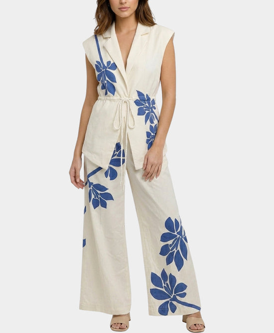 
Printed Vest Top & Pants Set- 2 pc Set in CREAM/BLUE view 1