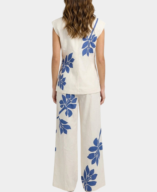 
Printed Vest Top & Pants Set- 2 pc Set in CREAM/BLUE view 2