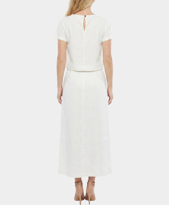 
Top w/ Swirl Yarn Detail & Maxi Skirt - 2 Pc Set in WHITE view 2