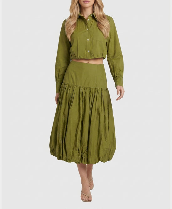 
Top & Bubble Skirt Set- 2 pc Set in GREEN view 1