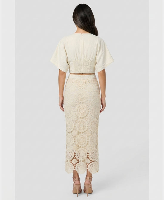 
Crop Top & Crochet Maxi Skirt - 2 Pc Set in BEIGE view 2