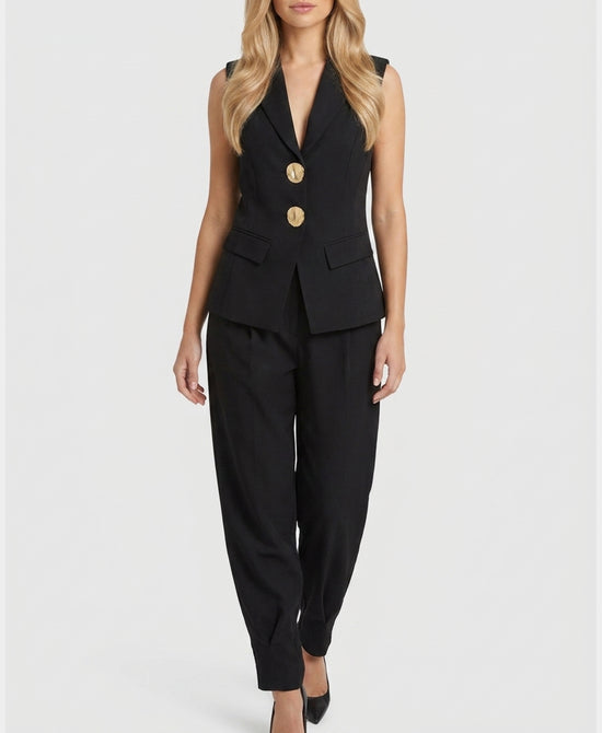 
Vest & Tapered Pants Set- 2 pc Set in BLACK view 1