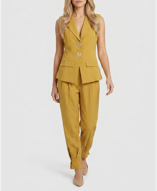 
Vest & Tapered Pants Set- 2 pc Set in MUSTARD view 1