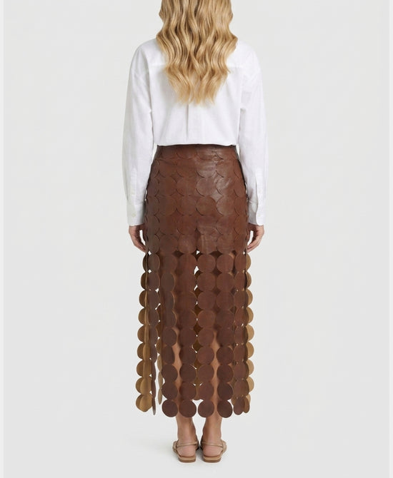 
Bubble Top & Circle Fringe Skirt Set- 2 pc Set in WHITE/BROWN view 2