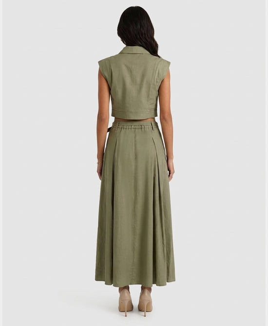 
Top w/ Cargo Pleated Skirt Set- 2 pc Set in GREEN view 2