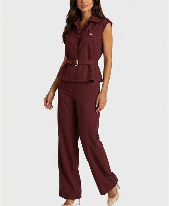 
Vest & Pants Set- 2 Pc Set in BURGUNDY view 1