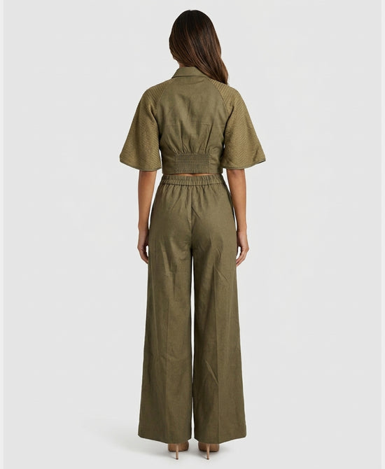 
Top w/ Knit Sleeves & Pants Set- 2 Pc Set in OLIVE view 2