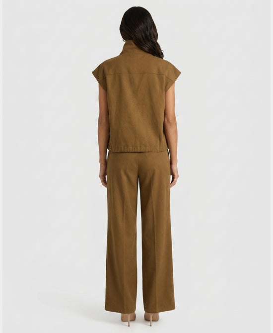 
Funnel Neck Top & Pants Set- 2 Pc Set in WARM BROWN view 2