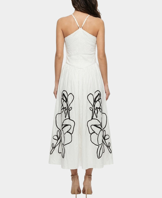 Halter Maxi Dress w/ Embroidered Detail view 2