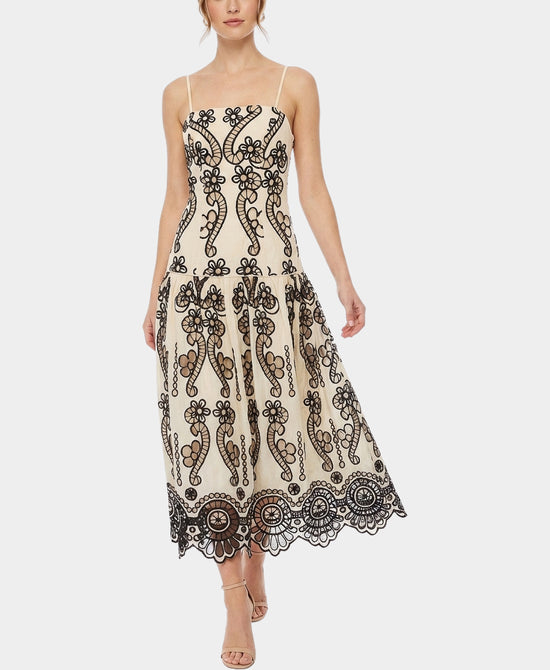 
Embroidered Maxi Dress in BEIGE/BLACK view 1