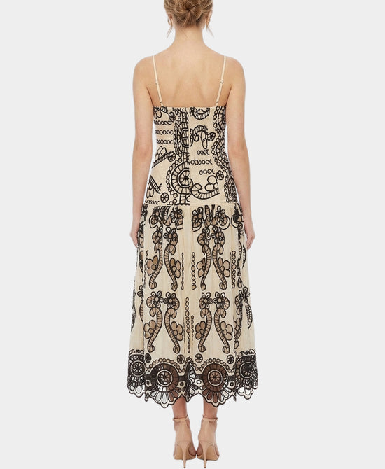 
Embroidered Maxi Dress in BEIGE/BLACK view 2