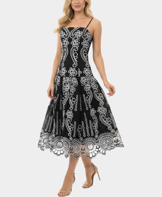 
Embroidered Maxi Dress in BLACK/WHITE view 1