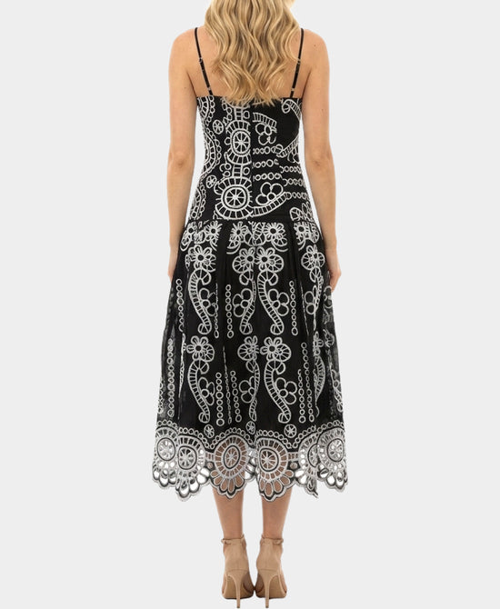 
Embroidered Maxi Dress in BLACK/WHITE view 2