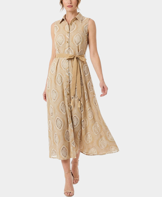 
Embroidered Maxi Dress in TAN/WHITE view 1