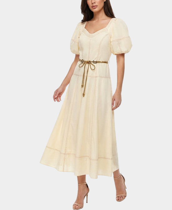 
Maxi Dress w/ Puff Sleeves in CREAM view 1