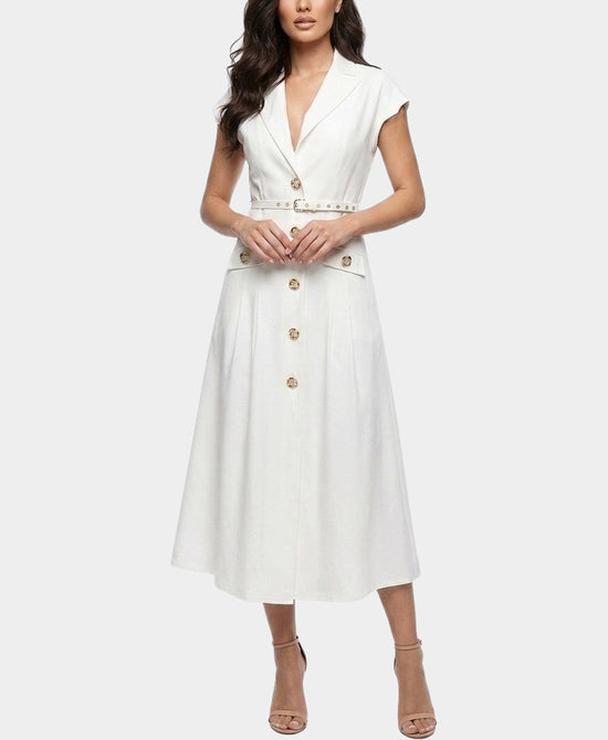 
Cap Sleeve Shirt Dress in WHITE view 1
