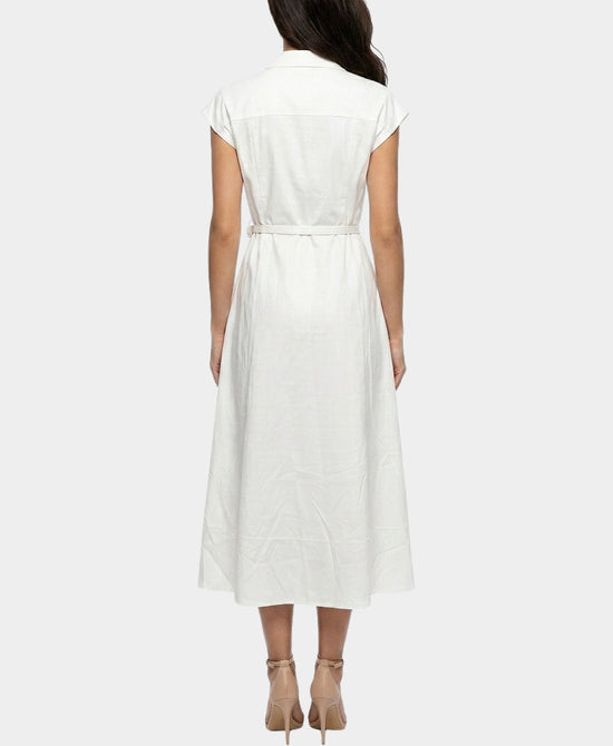 
Cap Sleeve Shirt Dress in WHITE view 2