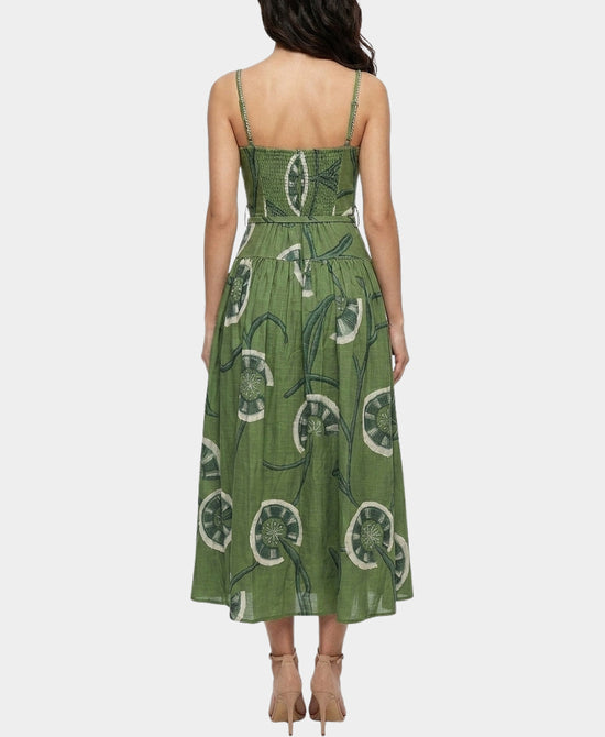 
Circle Print & Fringe Maxi Dress in GREEN MULTI view 2