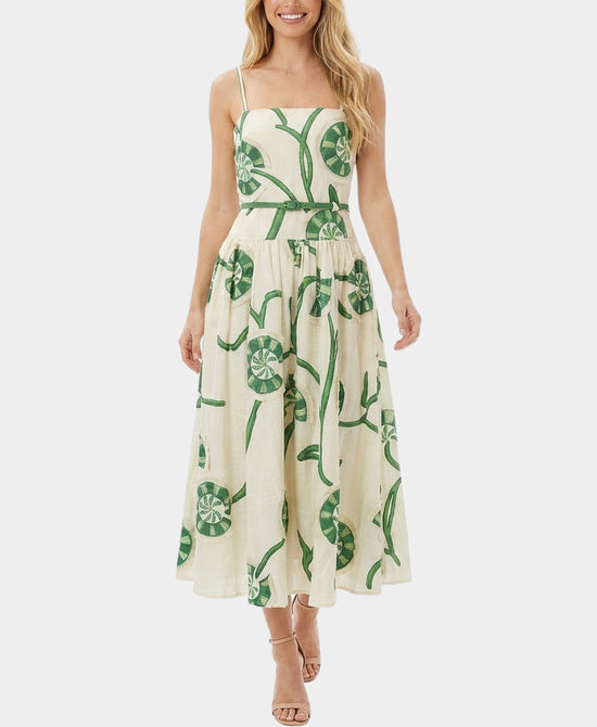 
Circle Print & Fringe Maxi Dress in CREAM/GREEN view 1