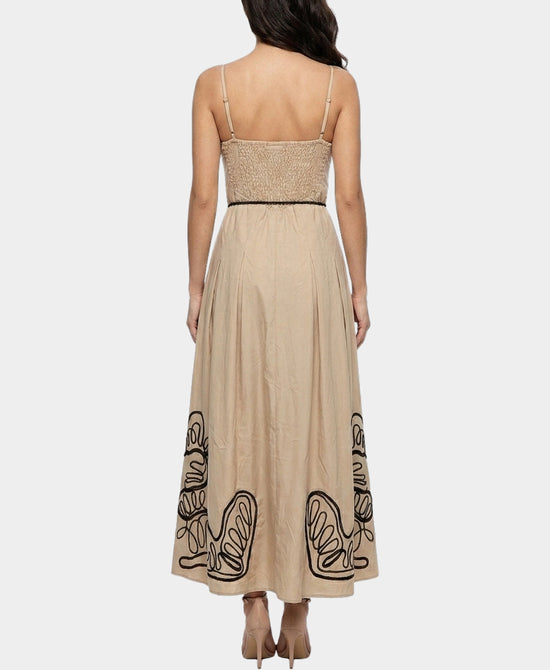 
Contrast Trim Maxi Dress in TAN/BLACK view 2