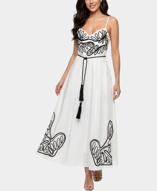 
Contrast Trim Maxi Dress in WHITE/BLACK view 1