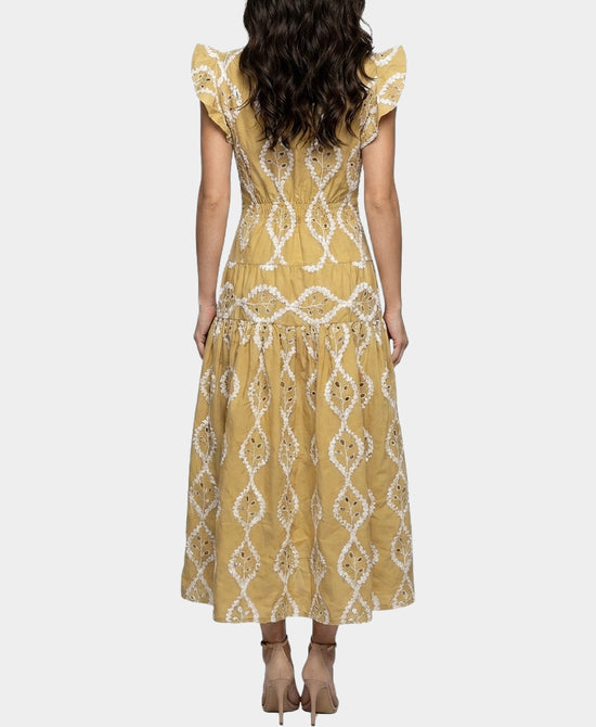 
Embroidered Maxi Dress in TAN/WHITE view 2