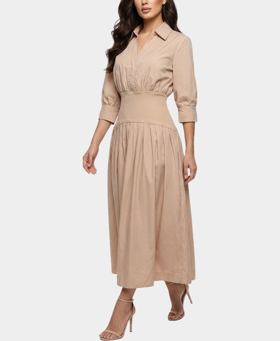 
Maxi Shirt Dress in TAN view 1