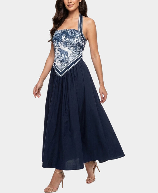 
Jungle Toile Print Maxi Dress in NAVY view 1