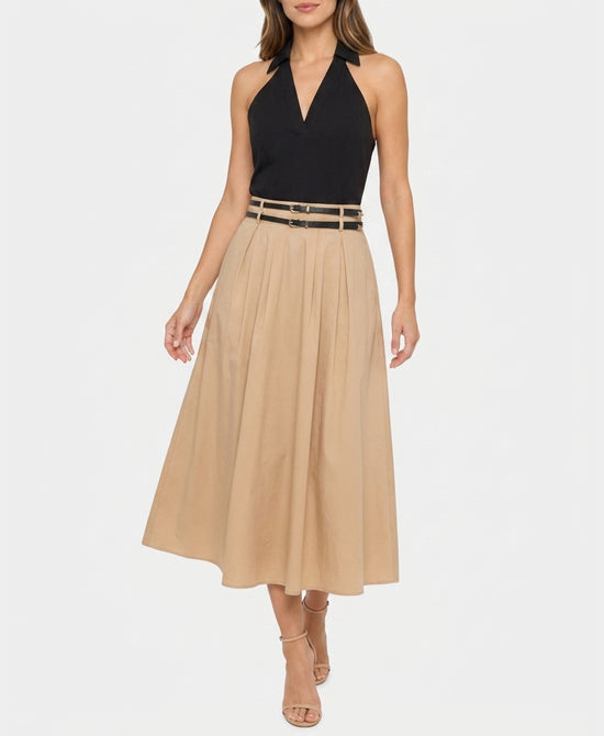 
Contrast Midi Dress in BLACK/BEIGE view 1