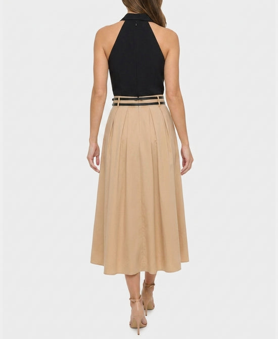 
Contrast Midi Dress in BLACK/BEIGE view 2