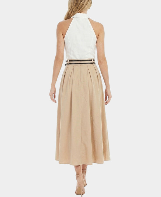 
Contrast Midi Dress in WHITE/BEIGE view 2