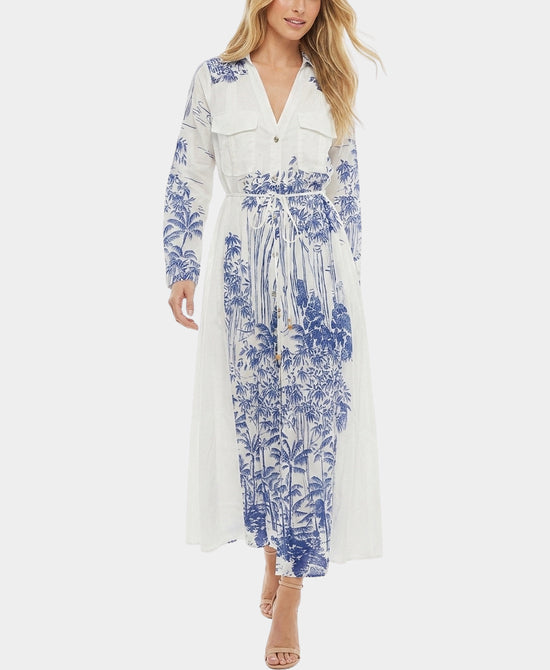 
Printed Shirt Dress in IVORY/BLUE view 1